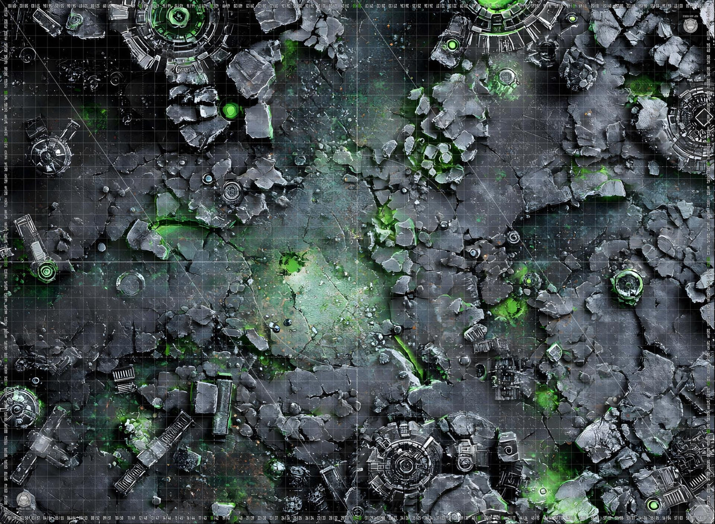 Dark Warhammer 40K Mats 60x44 with Deployment Zones and Grid