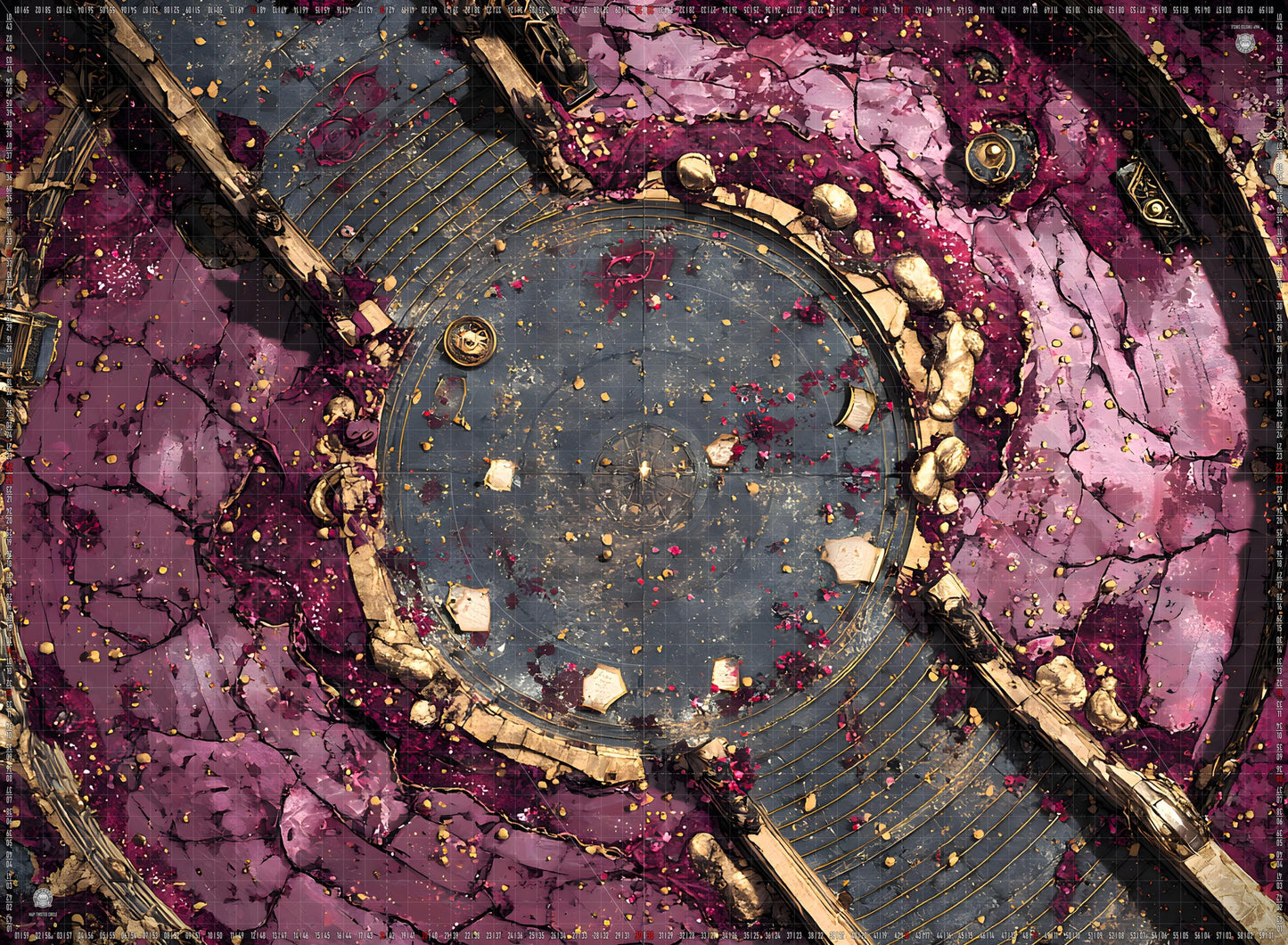 Dark Warhammer 40K Mats 60x44 with Deployment Zones and Grid